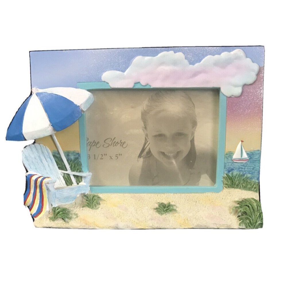 Cape Shore 3D Resin Beach Chair Photo Frame 3x5 Landscape Orientation